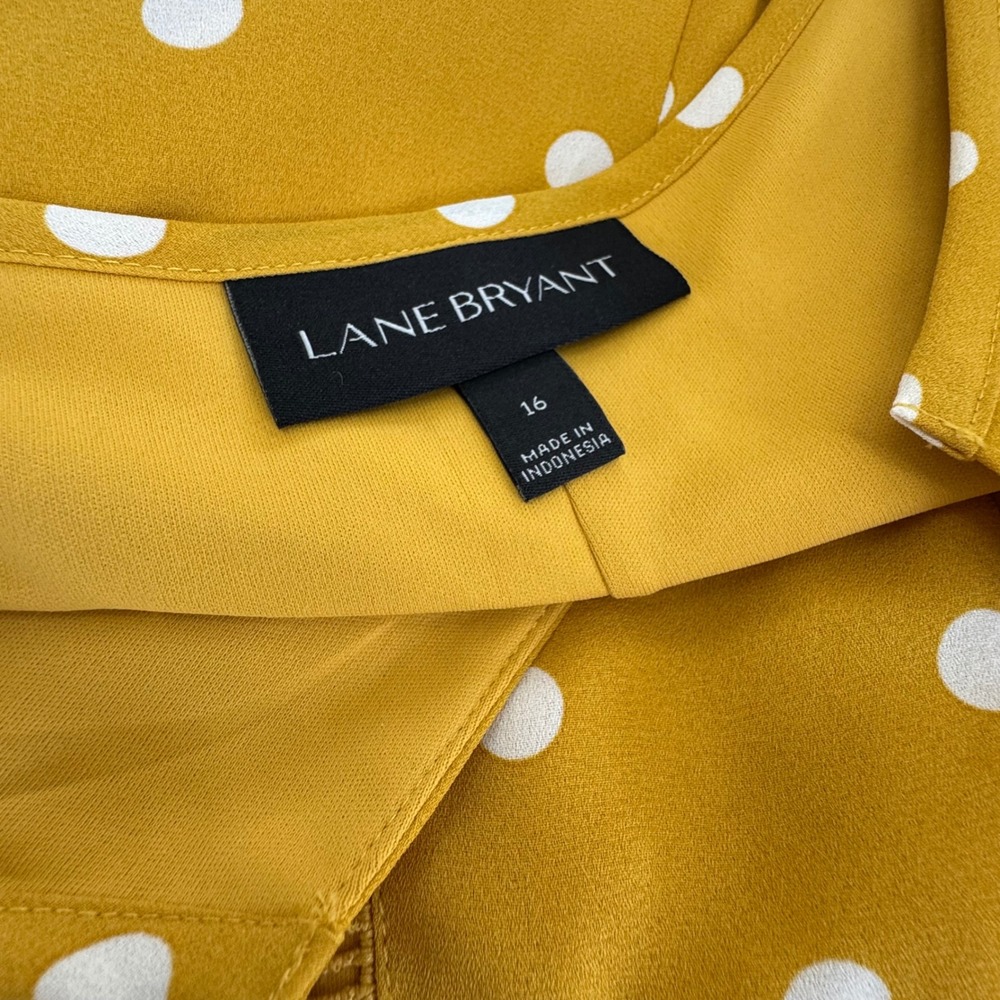 Lane Bryant Mustard Yellow Polka Dot Sleeveless Tunic - Picture 5 of 6